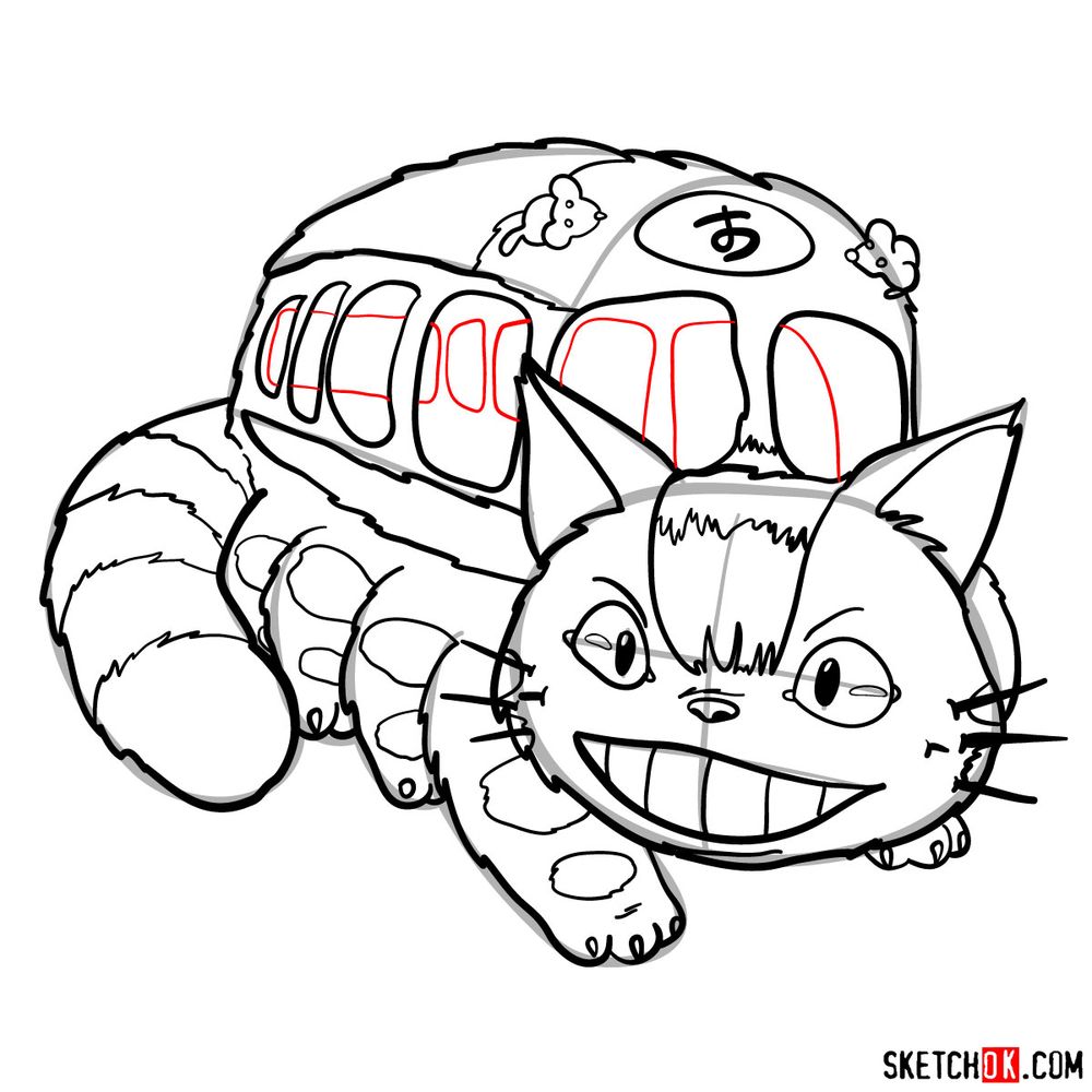 How to draw the Catbus - step 20