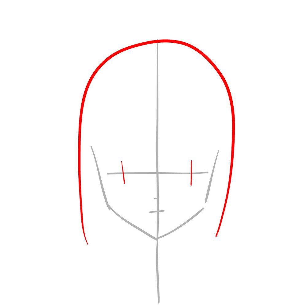 How to draw Kohaku's face - step 02