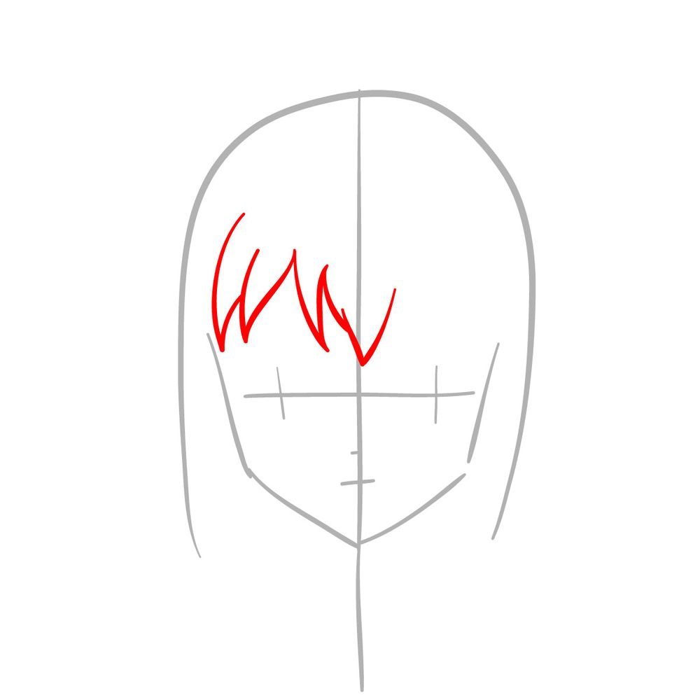 How to draw Kohaku's face - step 03