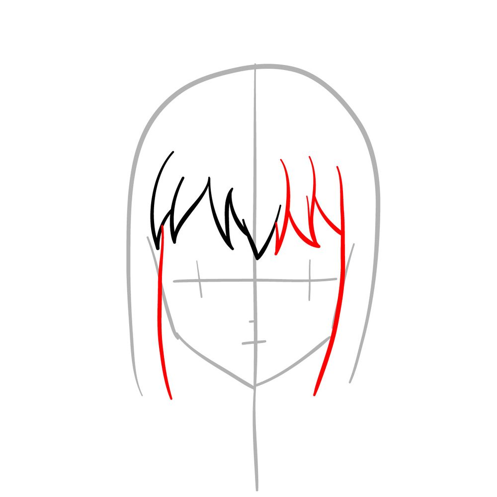 How to draw Kohaku's face - step 04