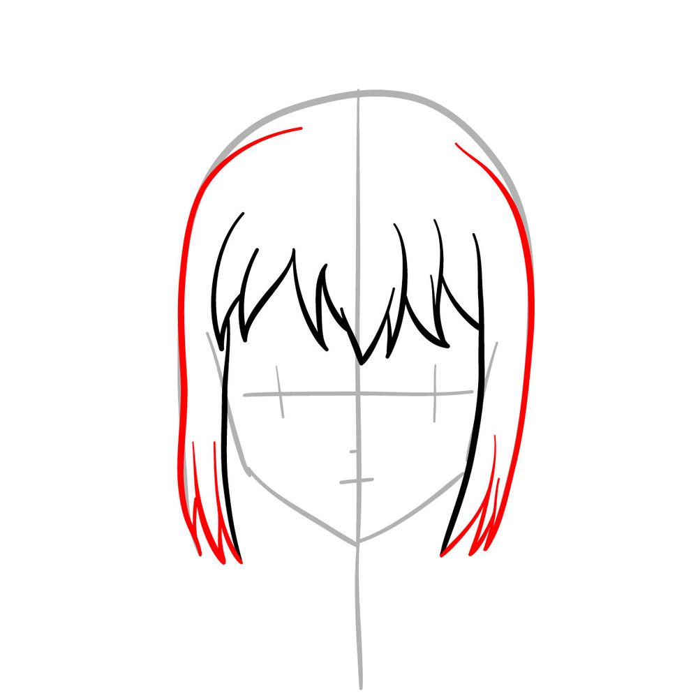 How to draw Kohaku's face - step 05