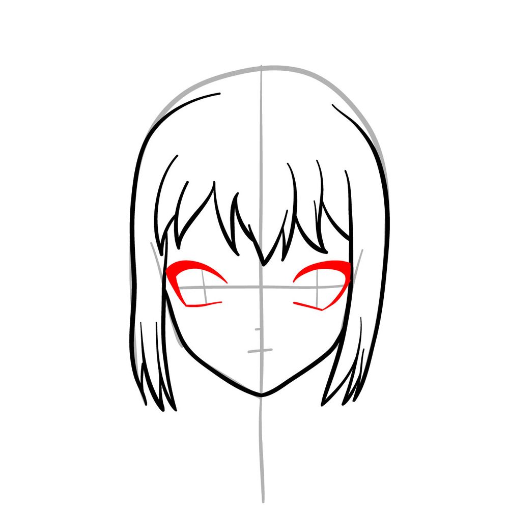 How to draw Kohaku's face - step 07
