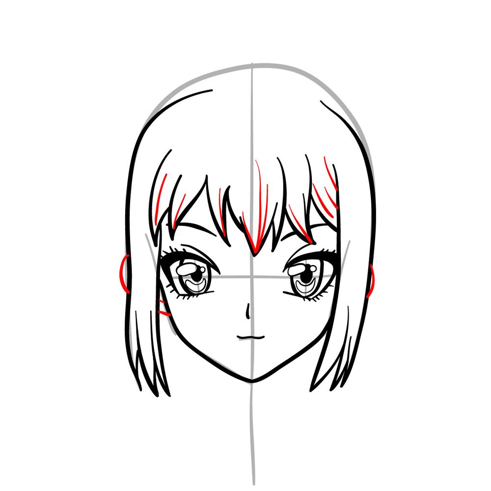 How to draw Kohaku's face - step 12