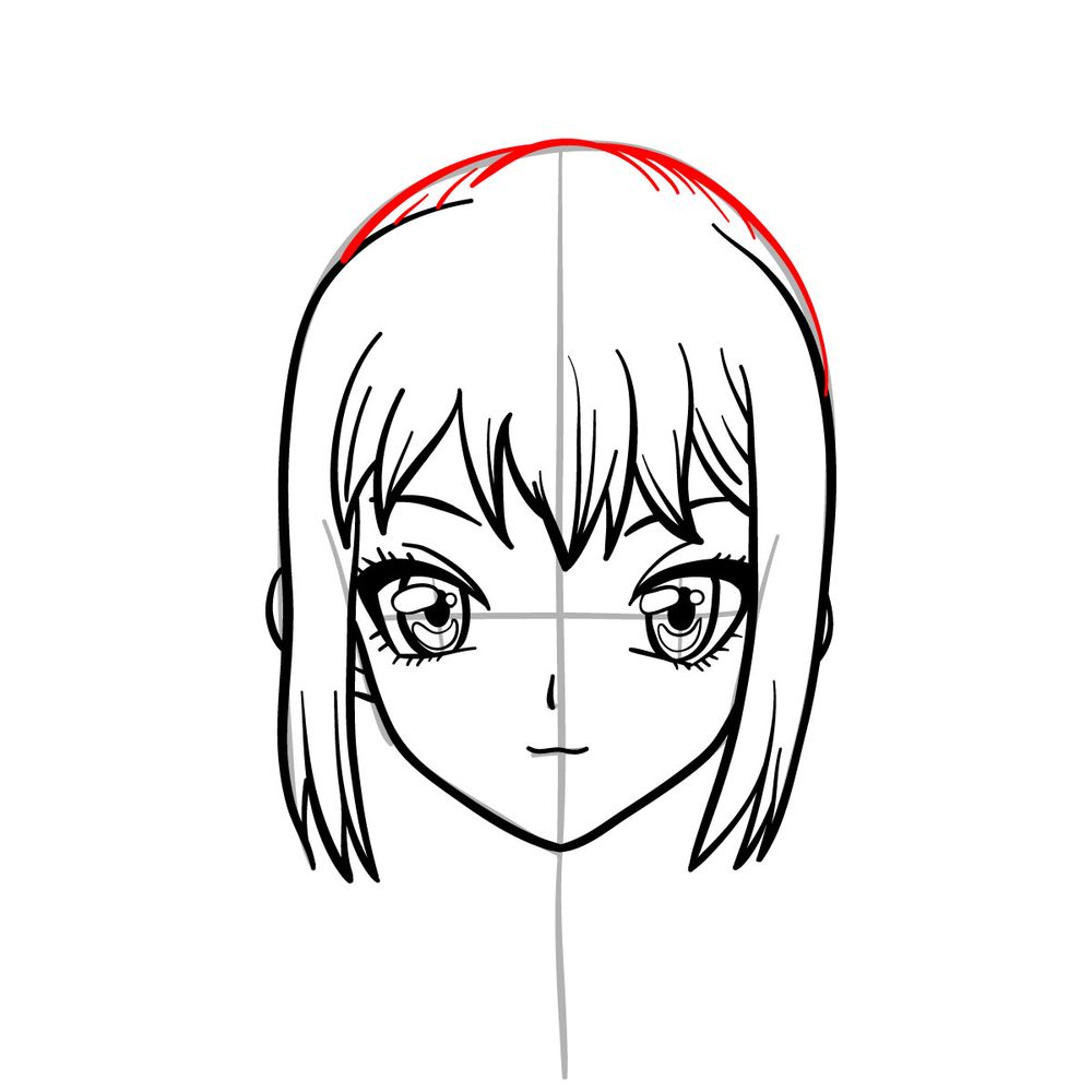 How to draw Kohaku's face - step 13
