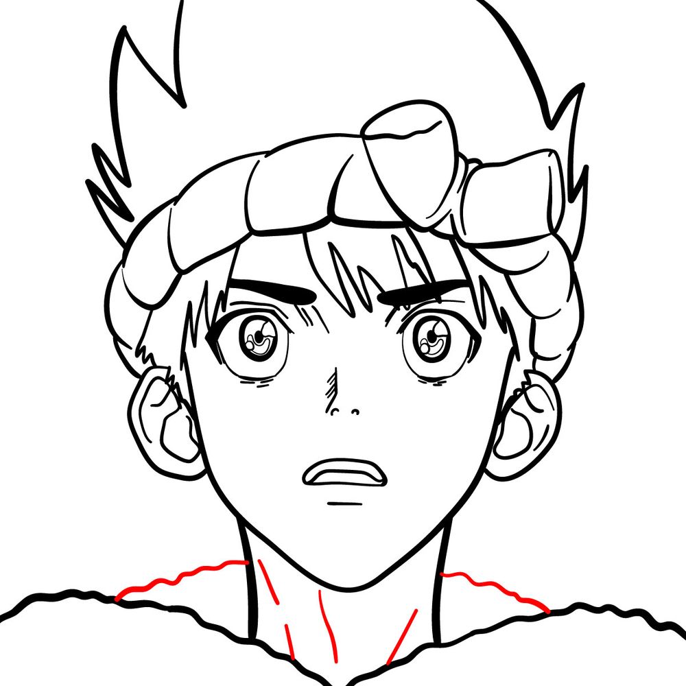 How to draw Chrome's face from Dr. Stone anime - step 18