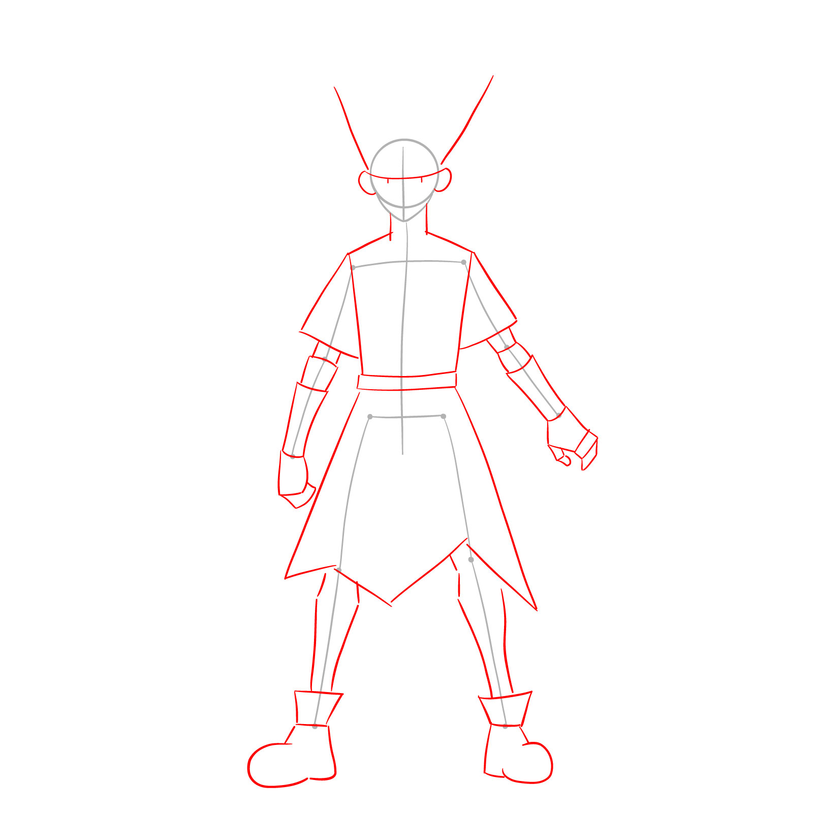 How to Draw Senku Ishigami Full Body from Dr. Stone - step 02