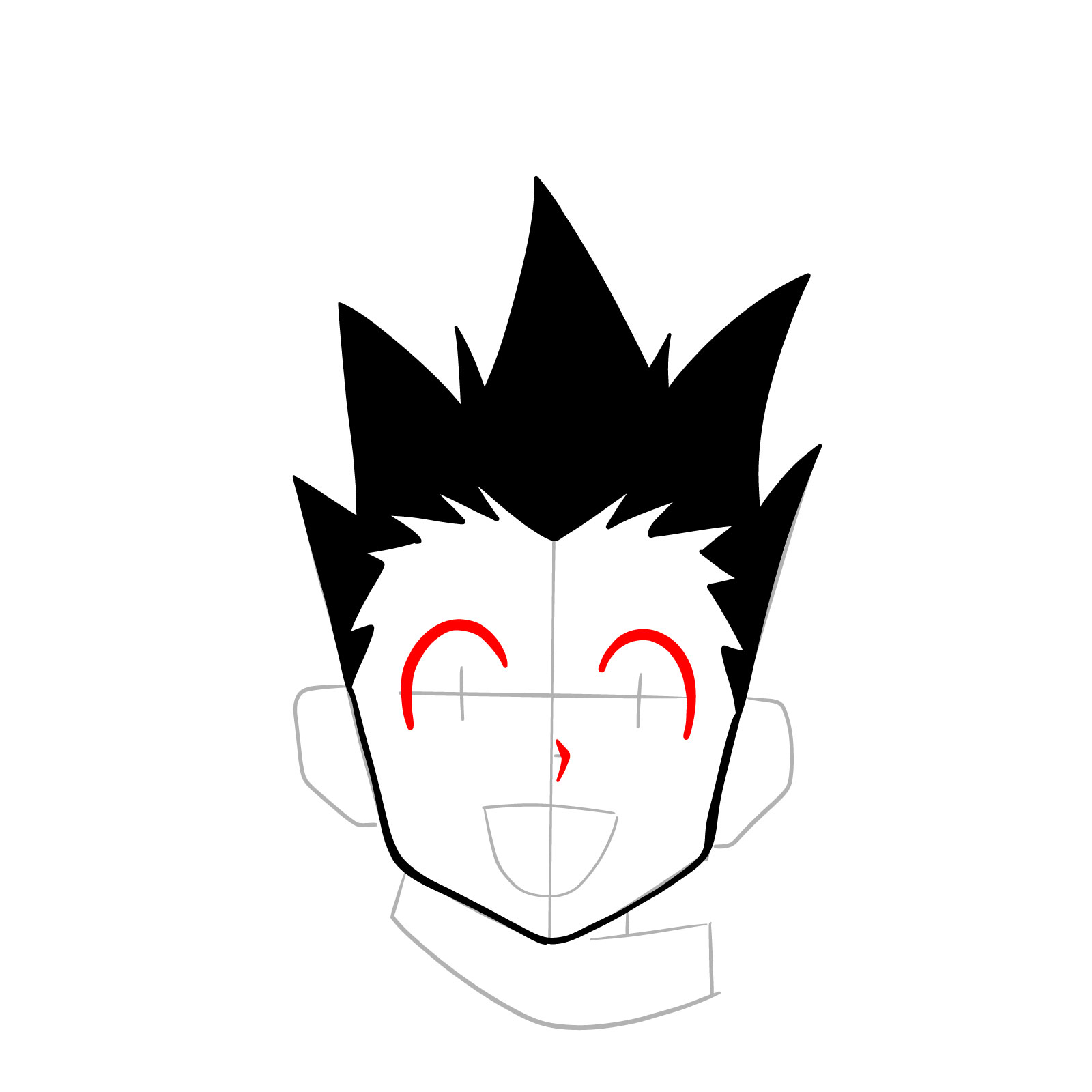 How to draw the face of Gon Freecss - step 08