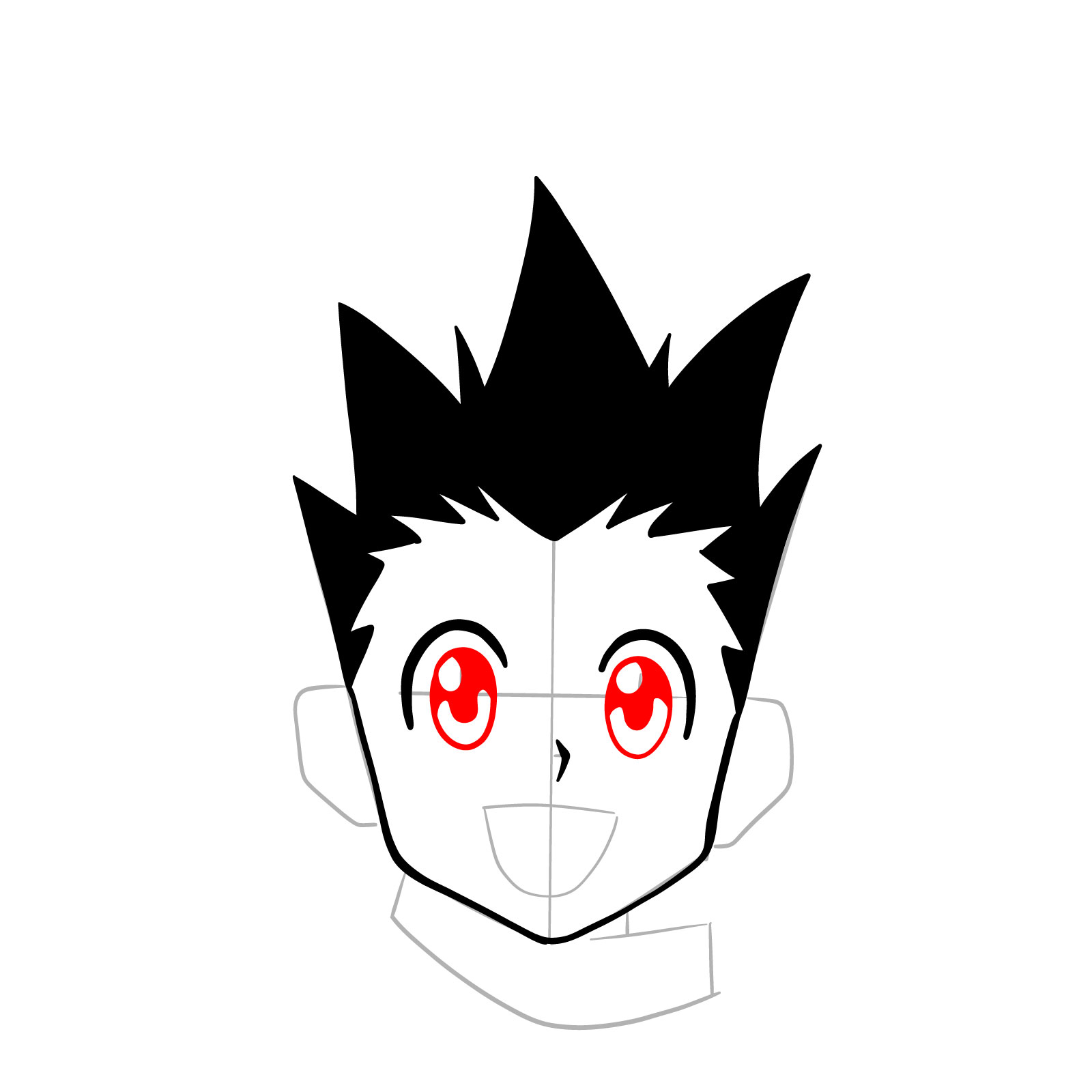 How to draw the face of Gon Freecss - step 09