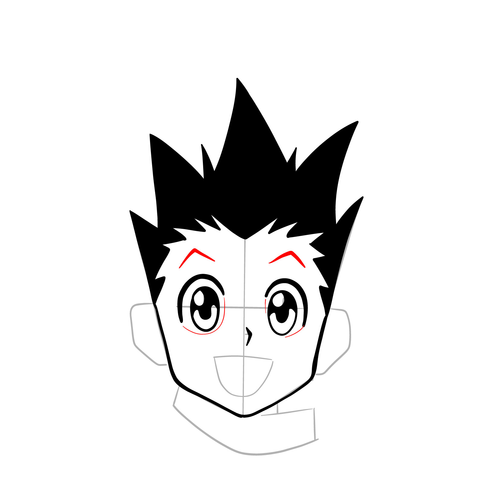 How to draw the face of Gon Freecss - step 10