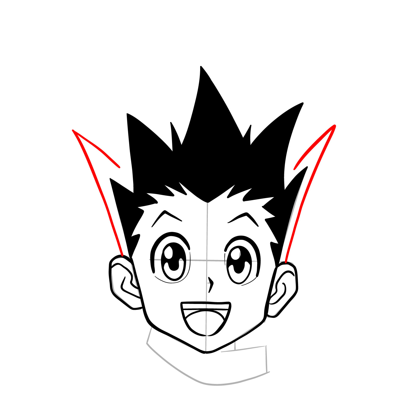 How to draw the face of Gon Freecss - step 13