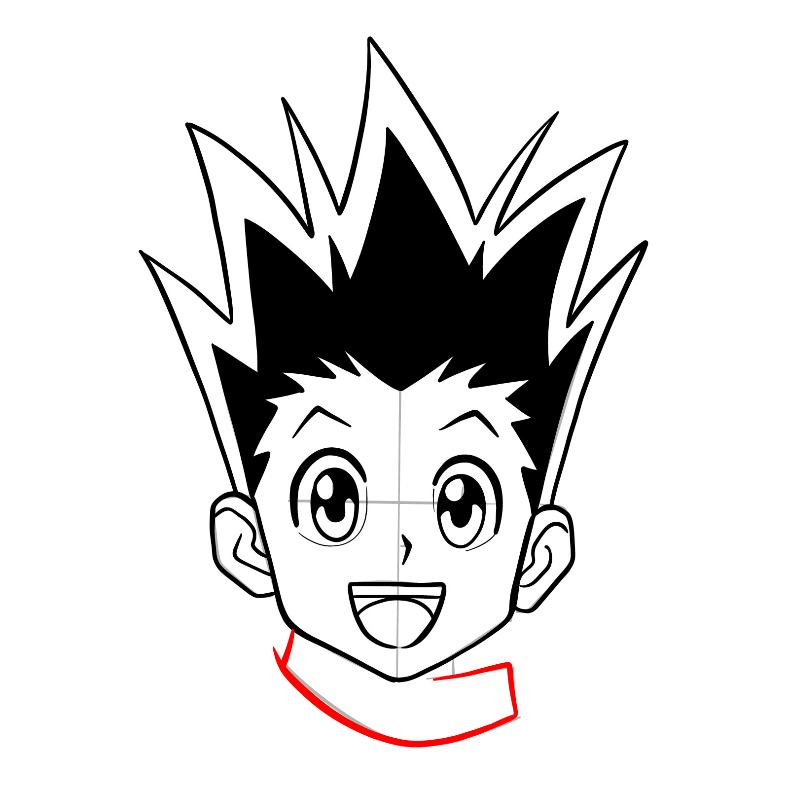 How to draw the face of Gon Freecss - step 15