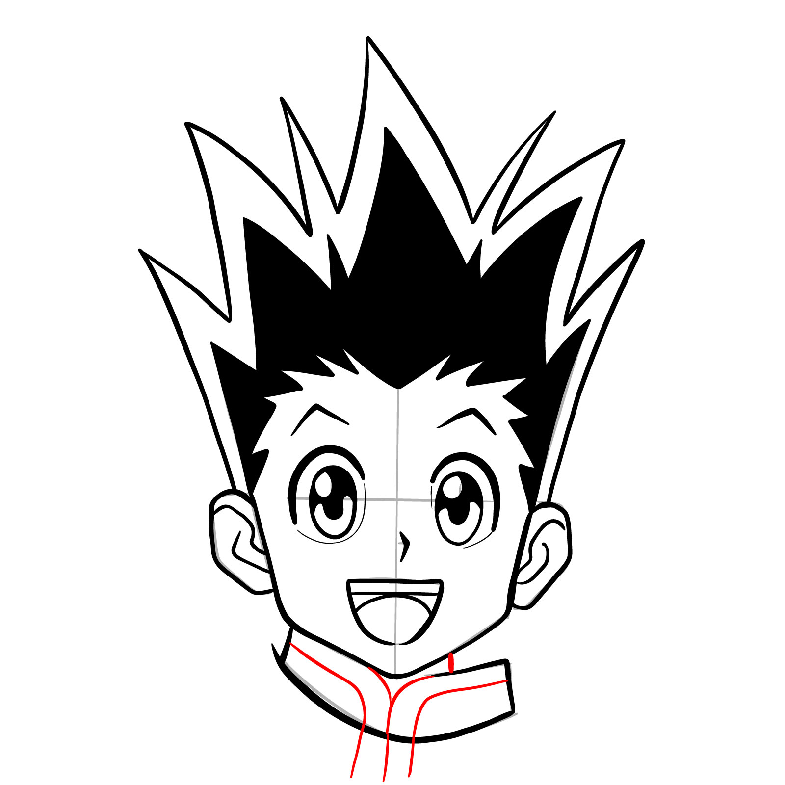 How to draw the face of Gon Freecss - step 16