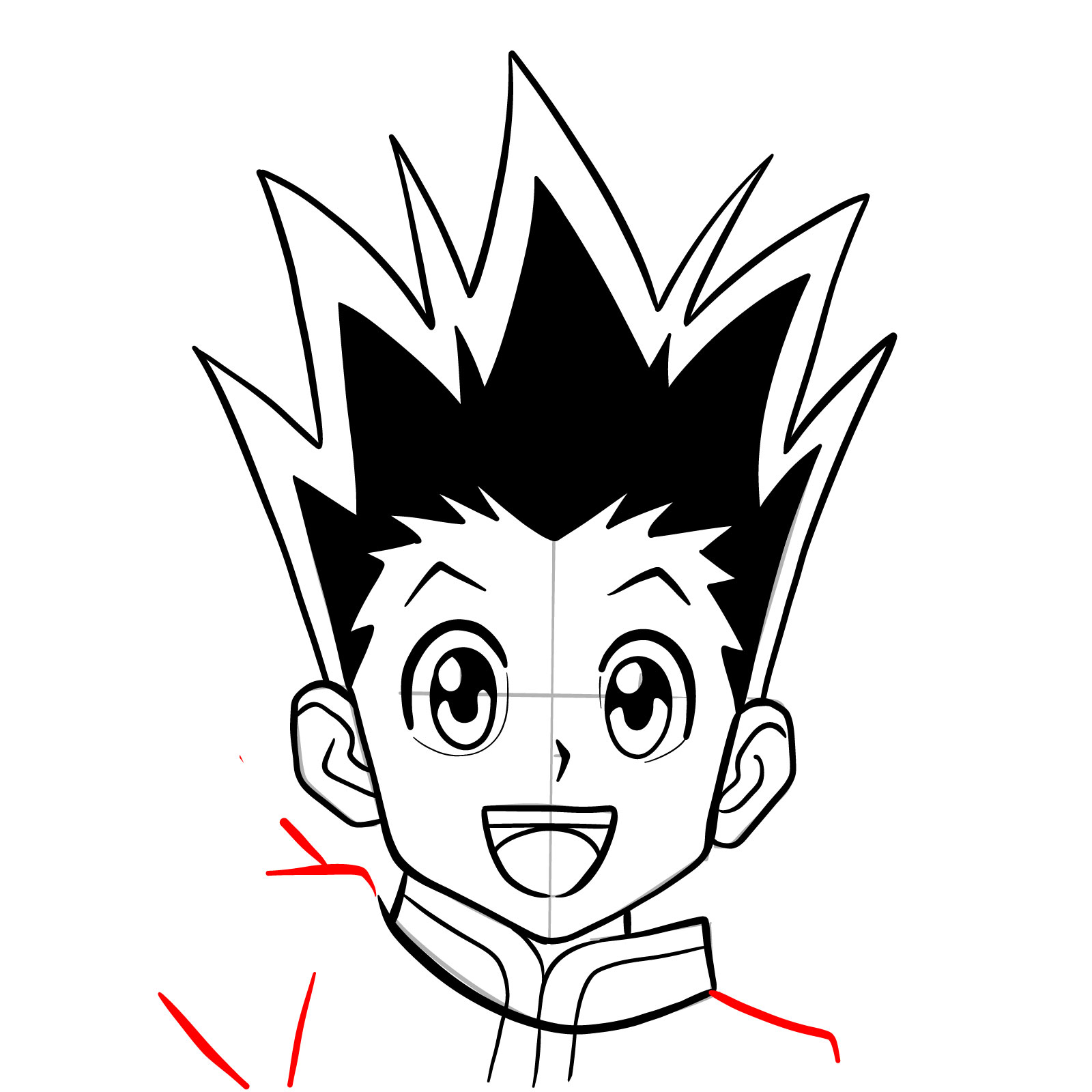 How to draw the face of Gon Freecss - step 17