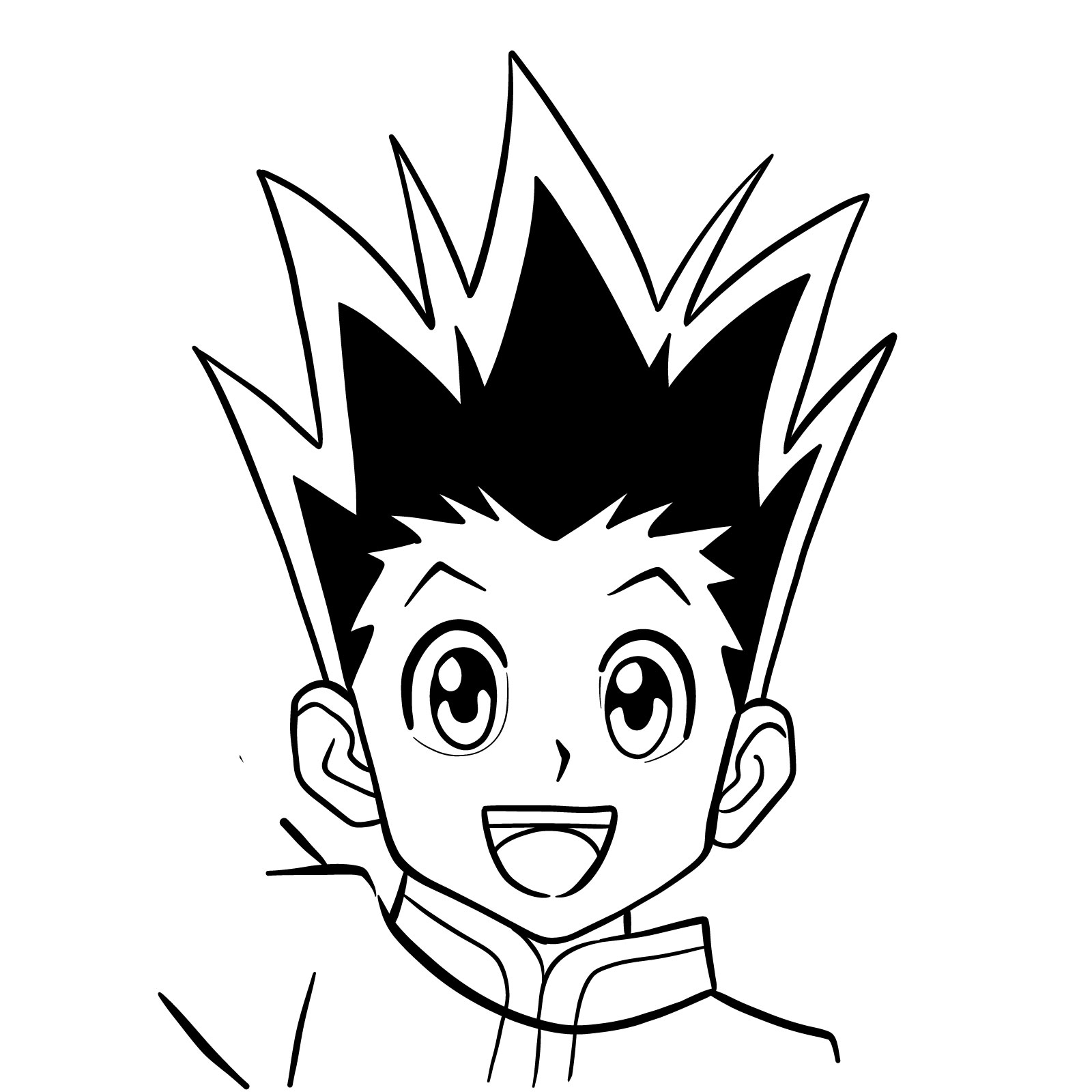 How to draw the face of Gon Freecss - final step