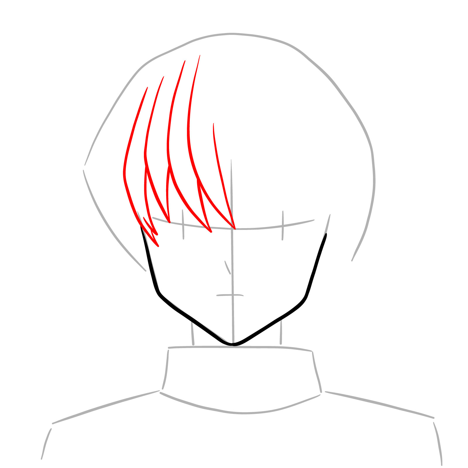 How to draw the face of Kurapika - step 05