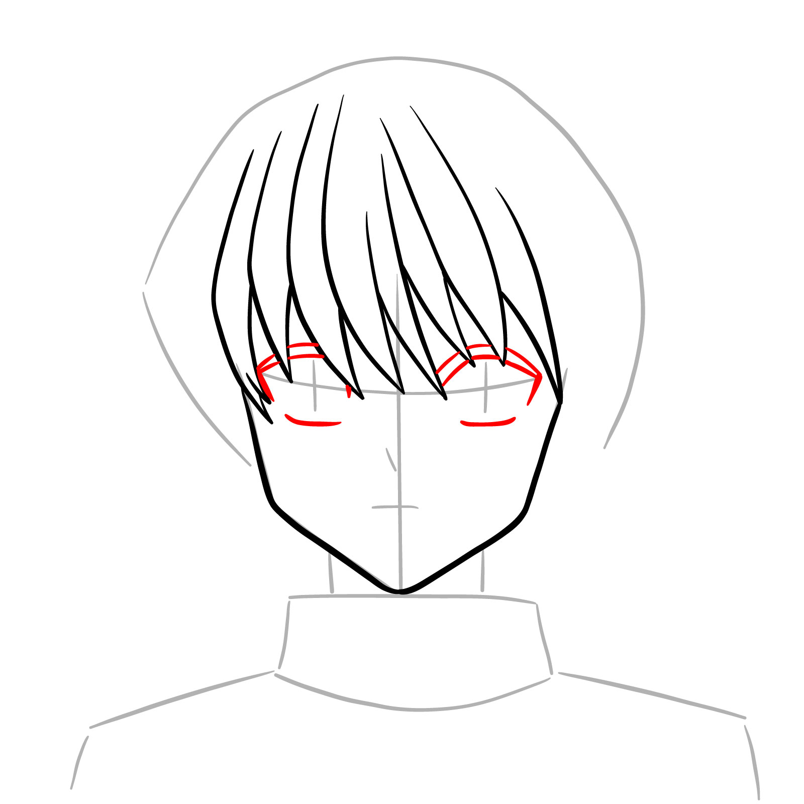 How to draw the face of Kurapika - step 07