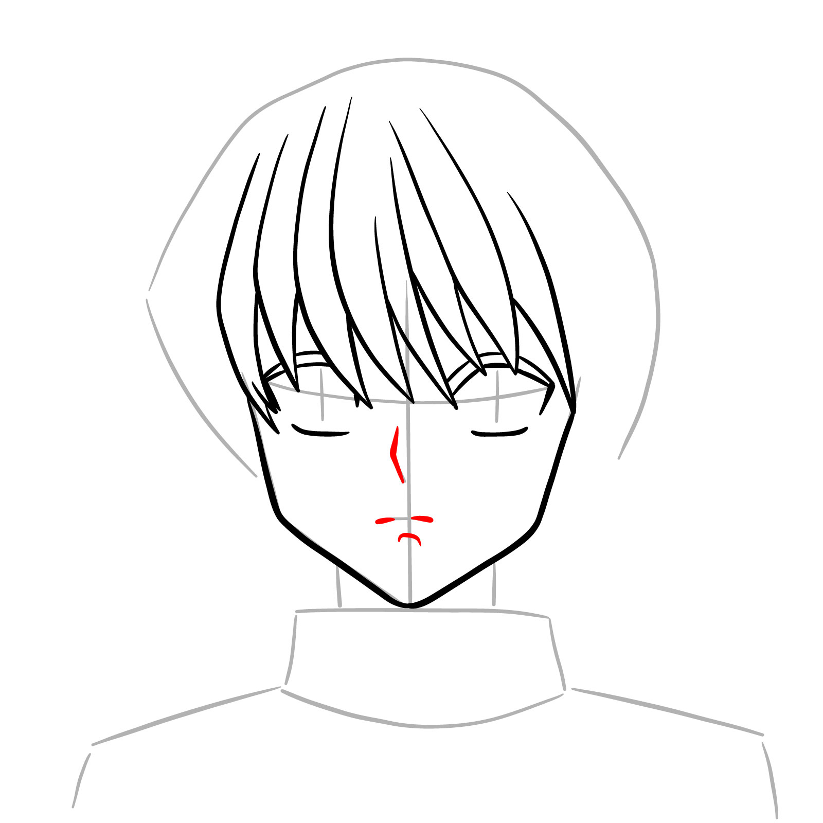 How to draw the face of Kurapika - step 08