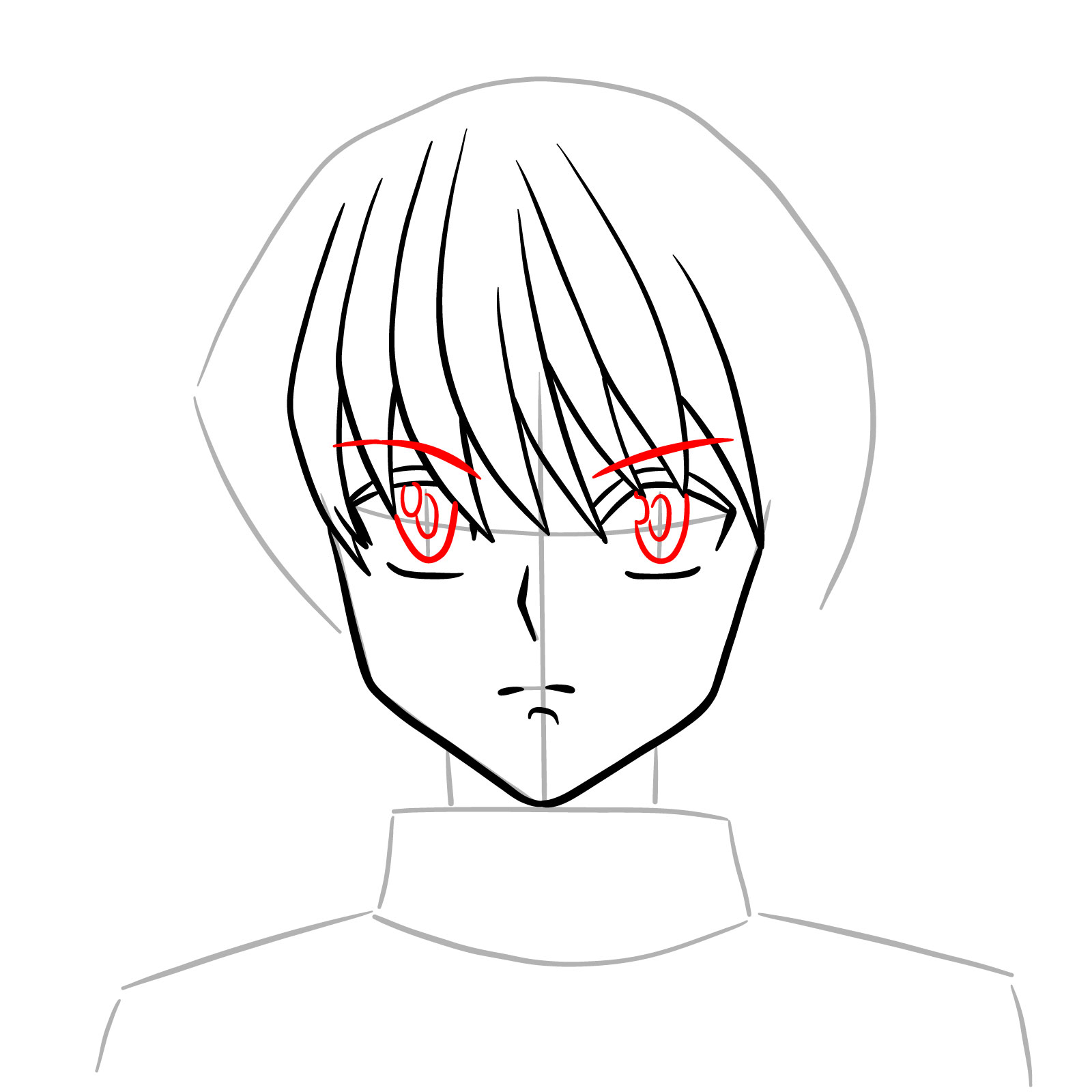 How to draw the face of Kurapika - step 09