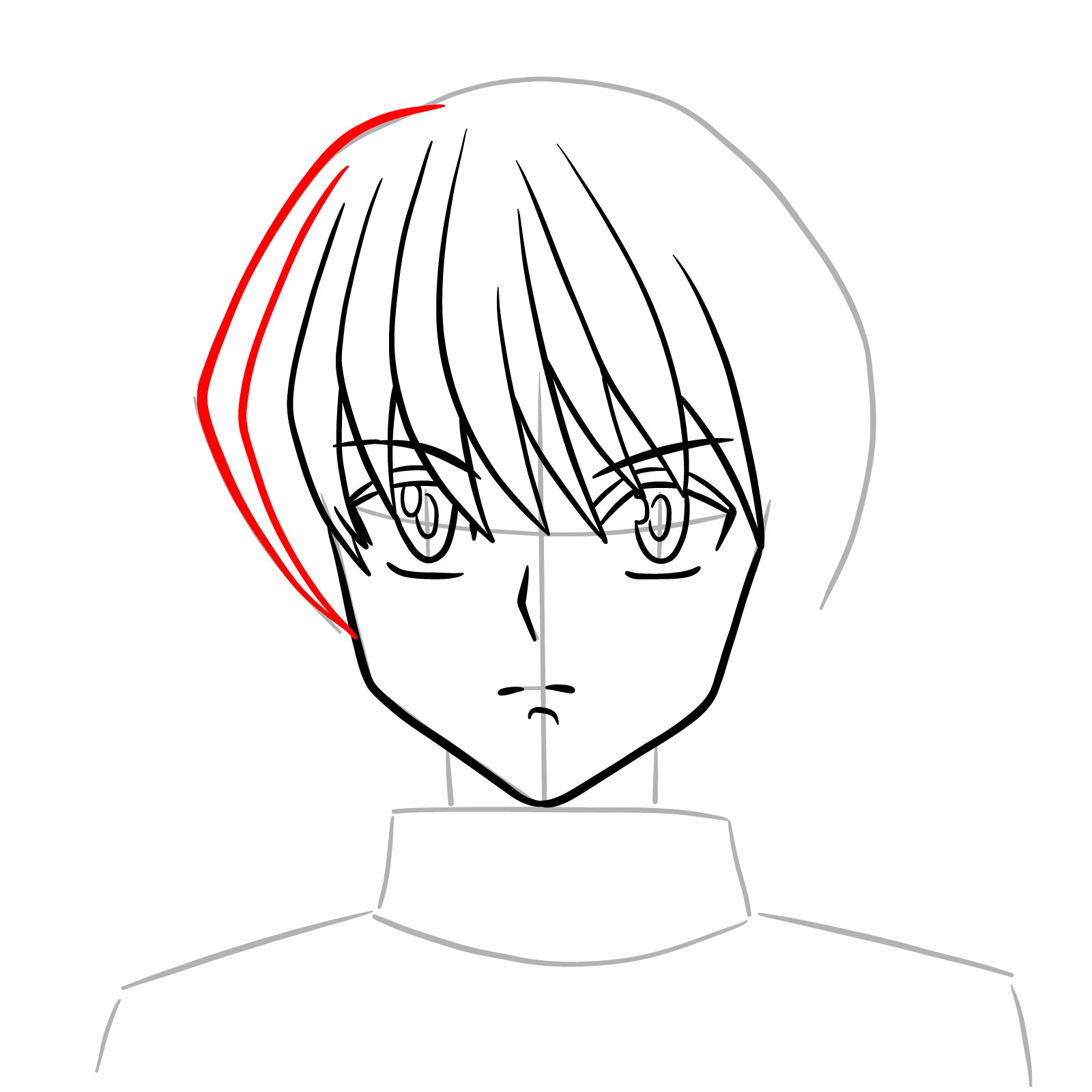 How to draw the face of Kurapika - step 10