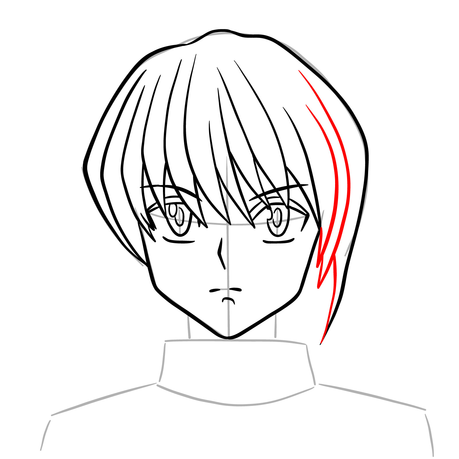 How to draw the face of Kurapika - step 12