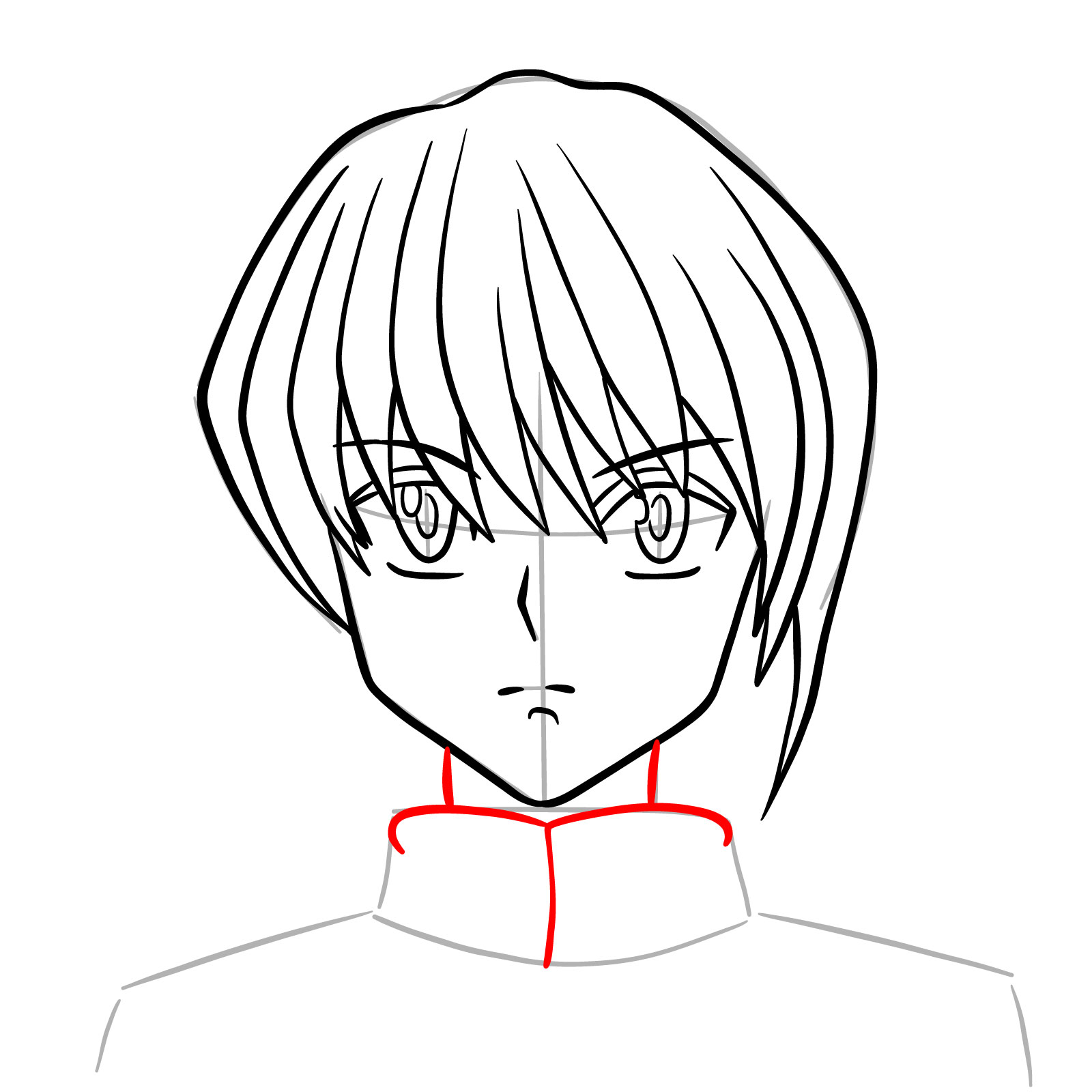 How to draw the face of Kurapika - step 13