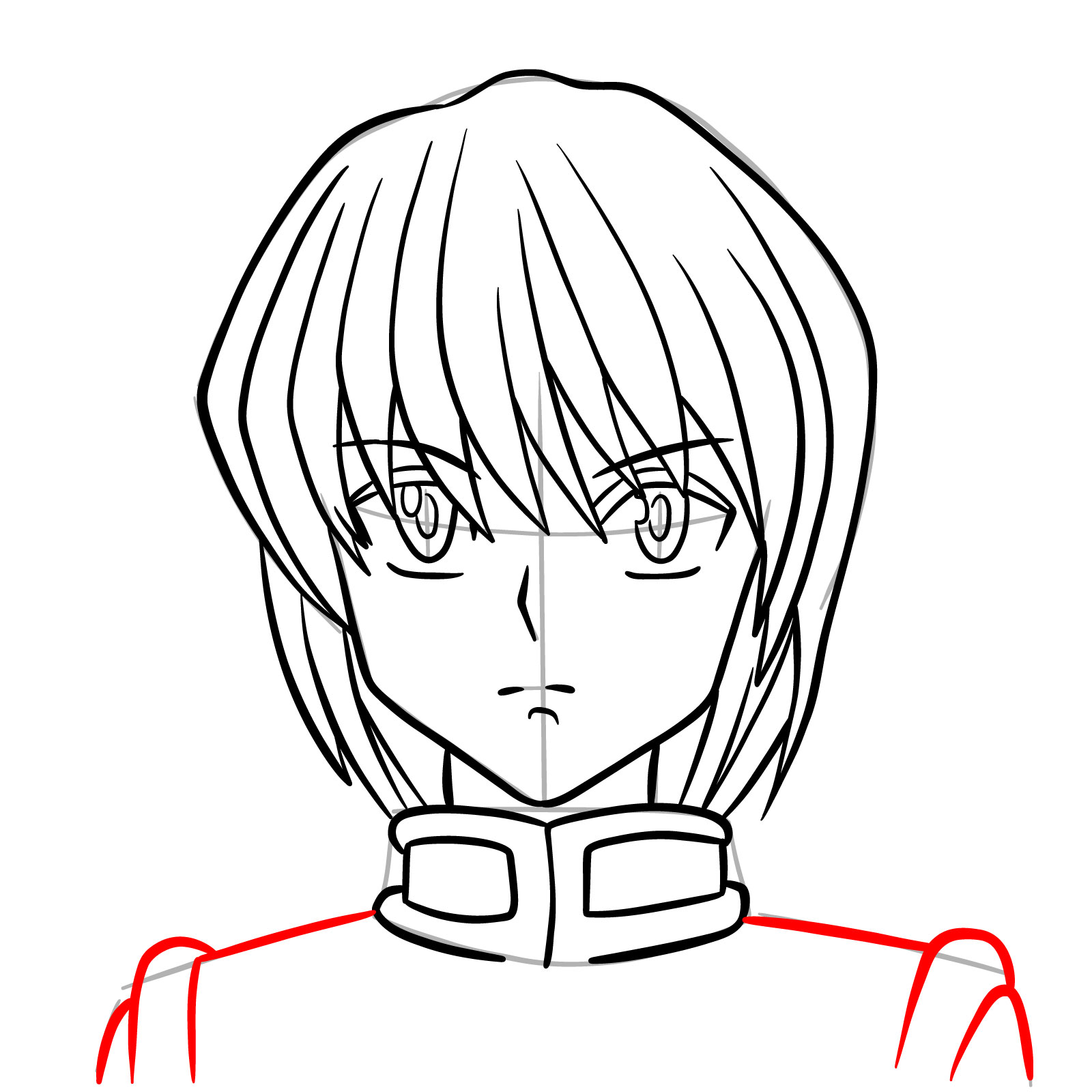 How to draw the face of Kurapika - step 16