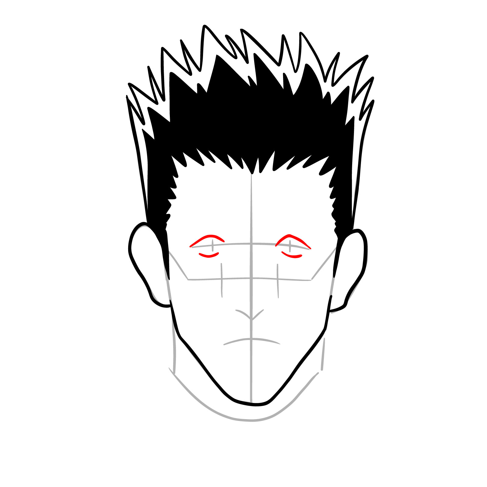 How to draw Leorio's face - Hunter x Hunter - step 10