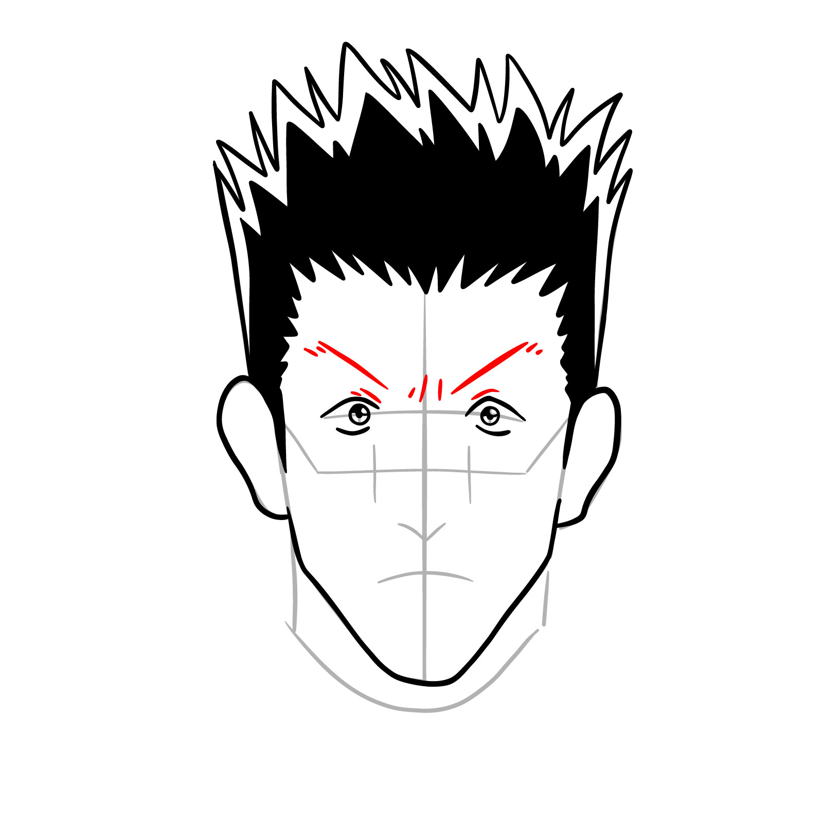 How to draw Leorio's face - Hunter x Hunter - step 12