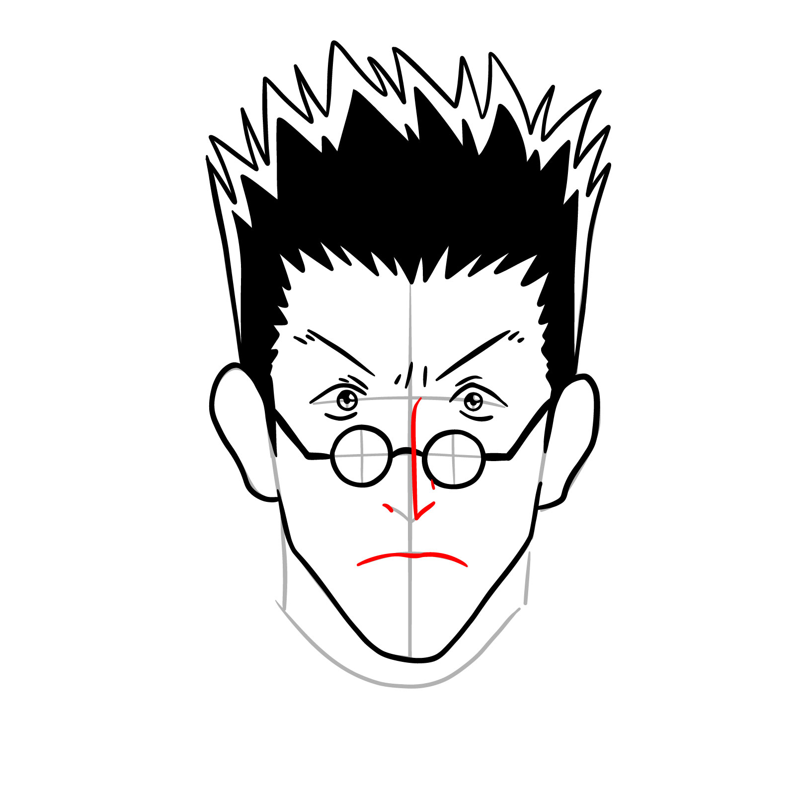 How to draw Leorio's face - Hunter x Hunter - step 14