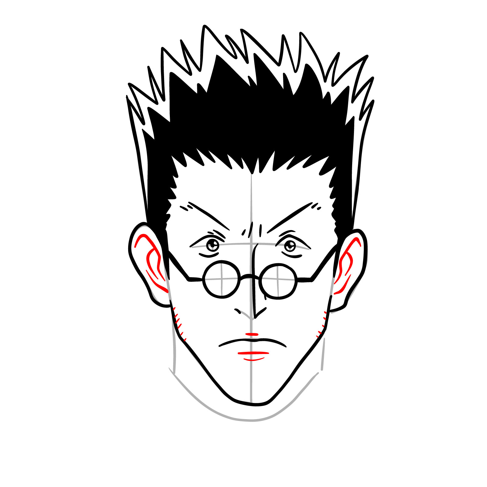 How to draw Leorio's face - Hunter x Hunter - step 15