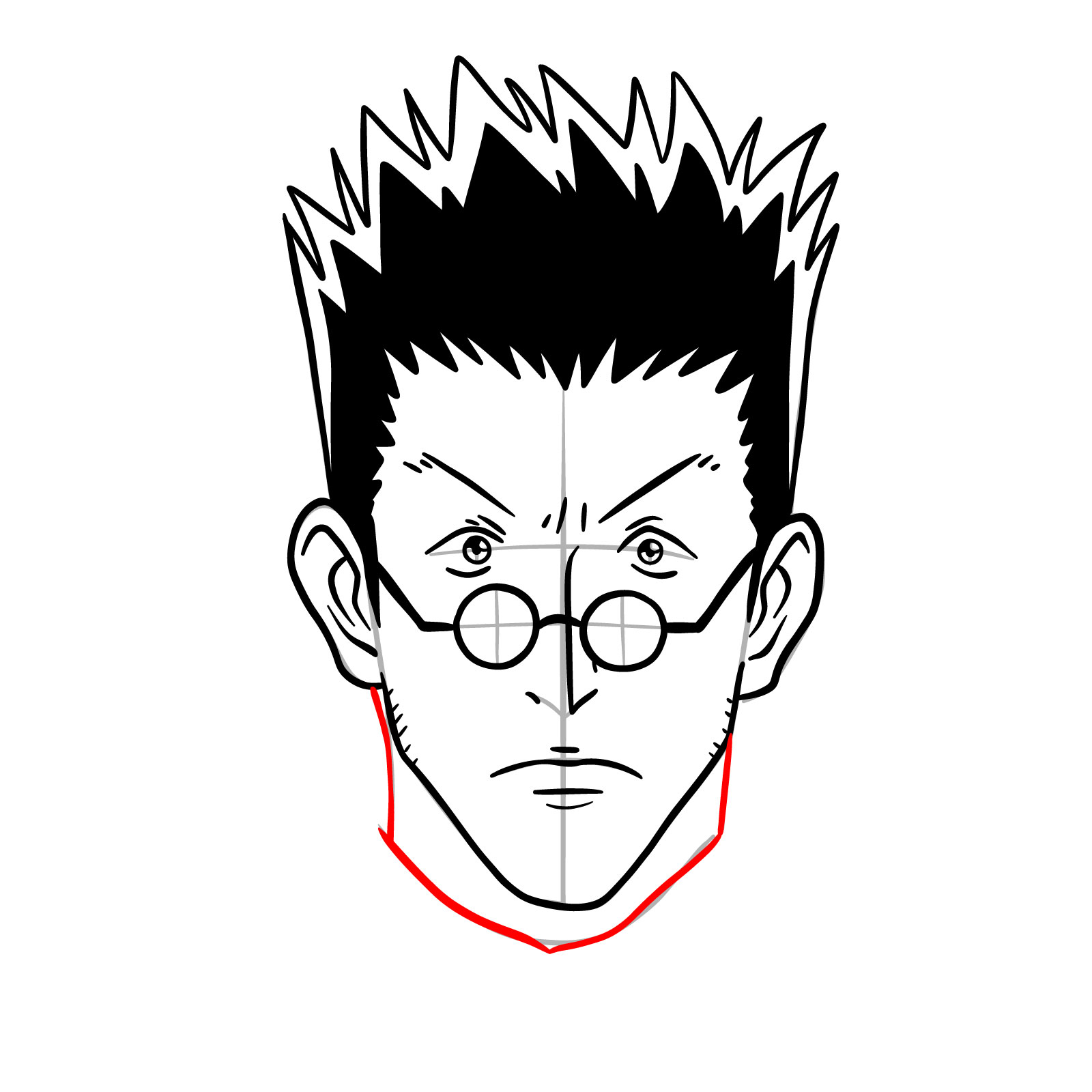 How to draw Leorio's face - Hunter x Hunter - step 16