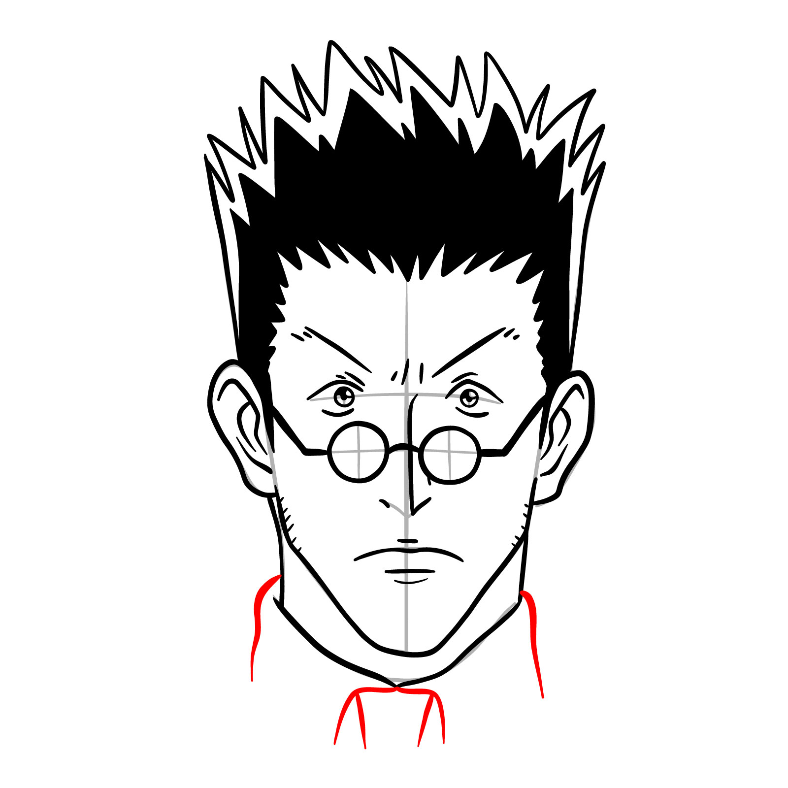 How to draw Leorio's face - Hunter x Hunter - step 17