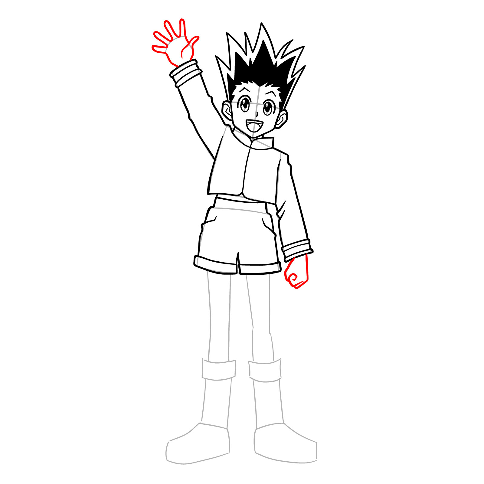 Hands drawn for Gon Freecss drawing from Hunter x Hunter - step 12