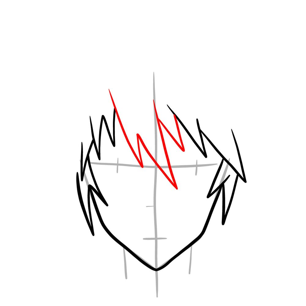 How to draw Ikki Kurogane's face - step 06