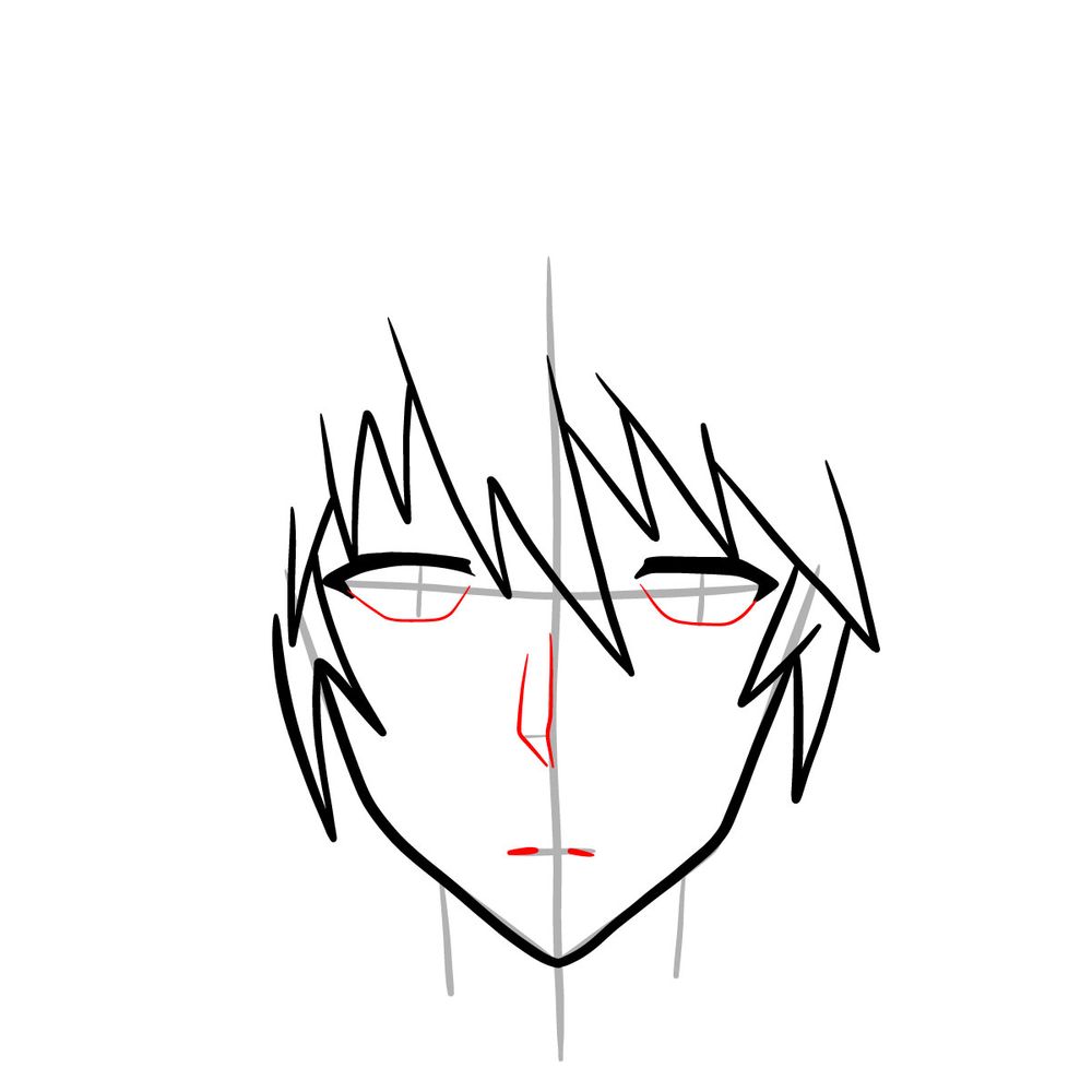 How to draw Ikki Kurogane's face - step 08