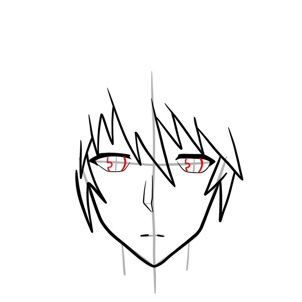 How to draw Ikki Kurogane's face - step 09