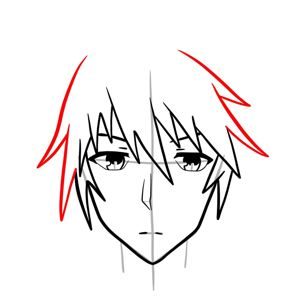 How to draw Ikki Kurogane's face - step 11