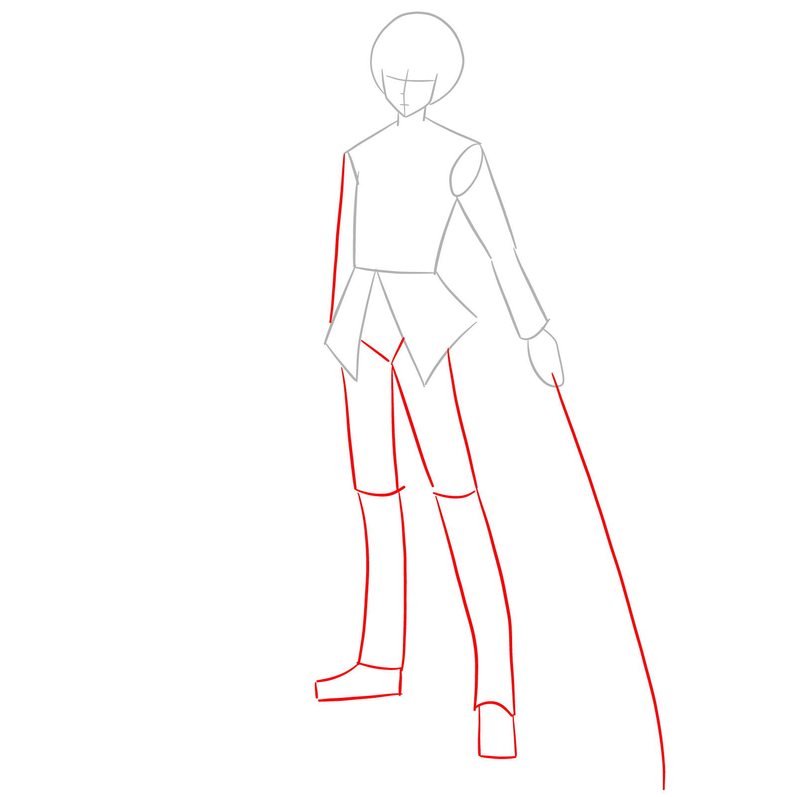 How to draw Ikki Kurogane full body - step 03