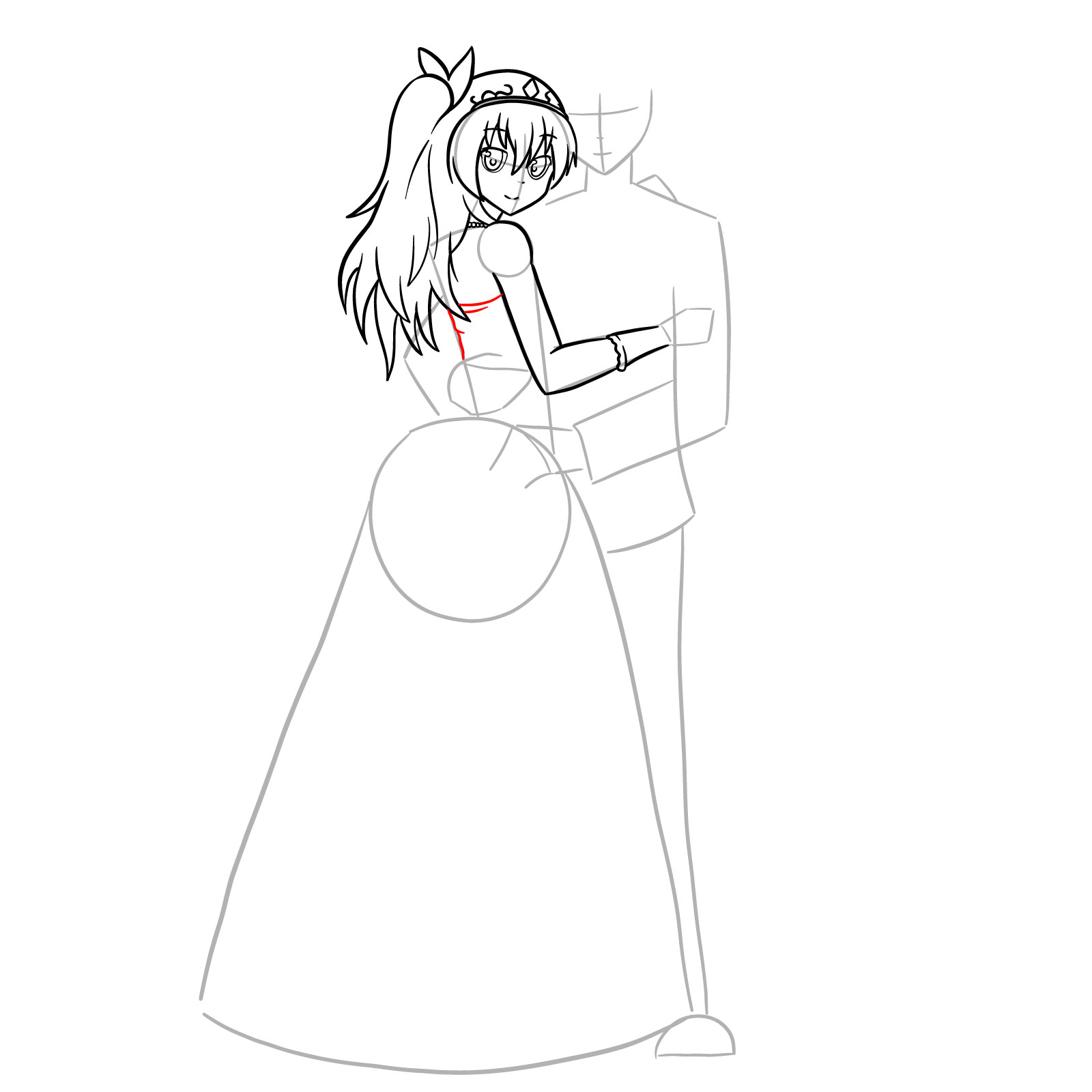How to draw Ikki and Stella's wedding - step 18