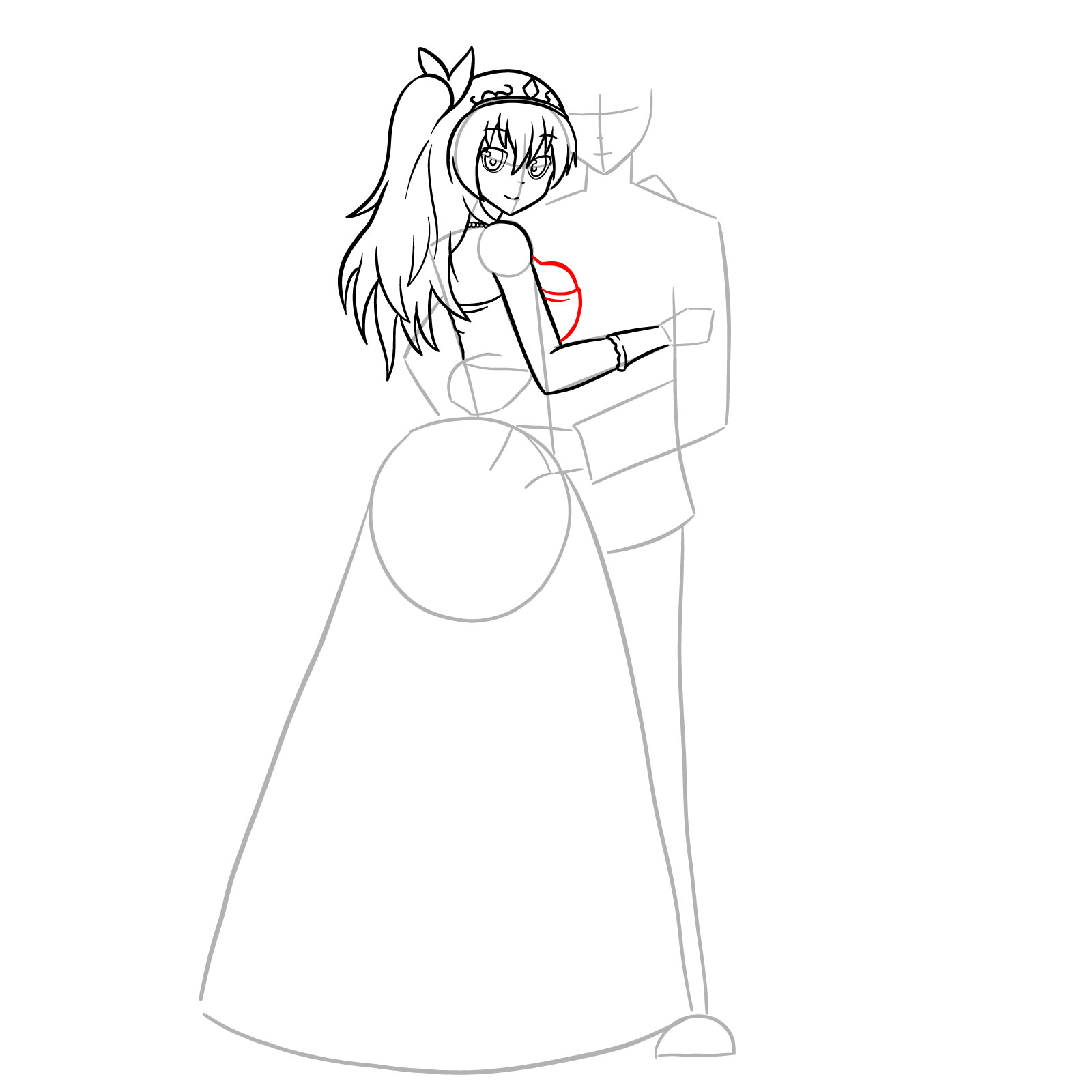 How to draw Ikki and Stella's wedding - step 19