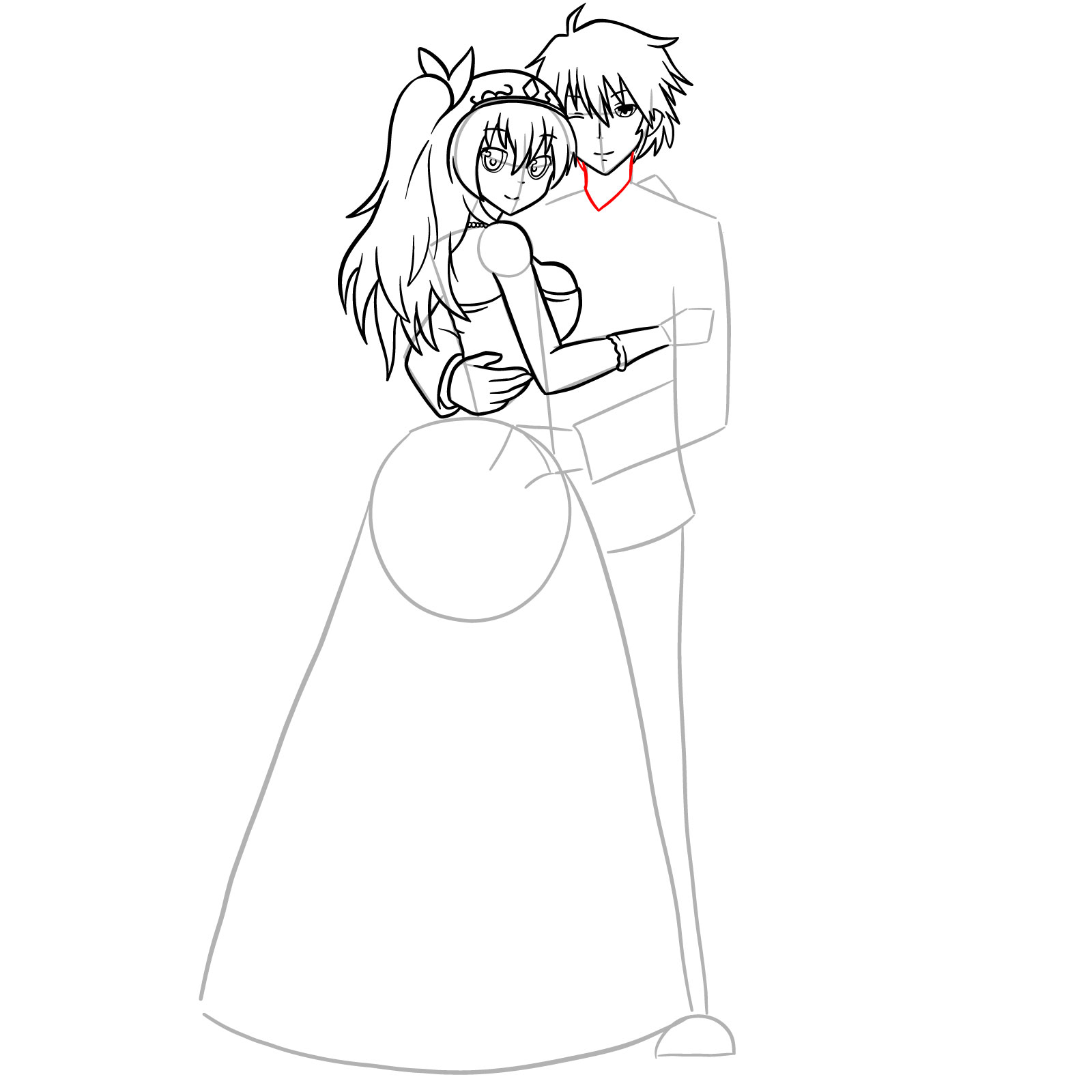 How to draw Ikki and Stella's wedding - step 33