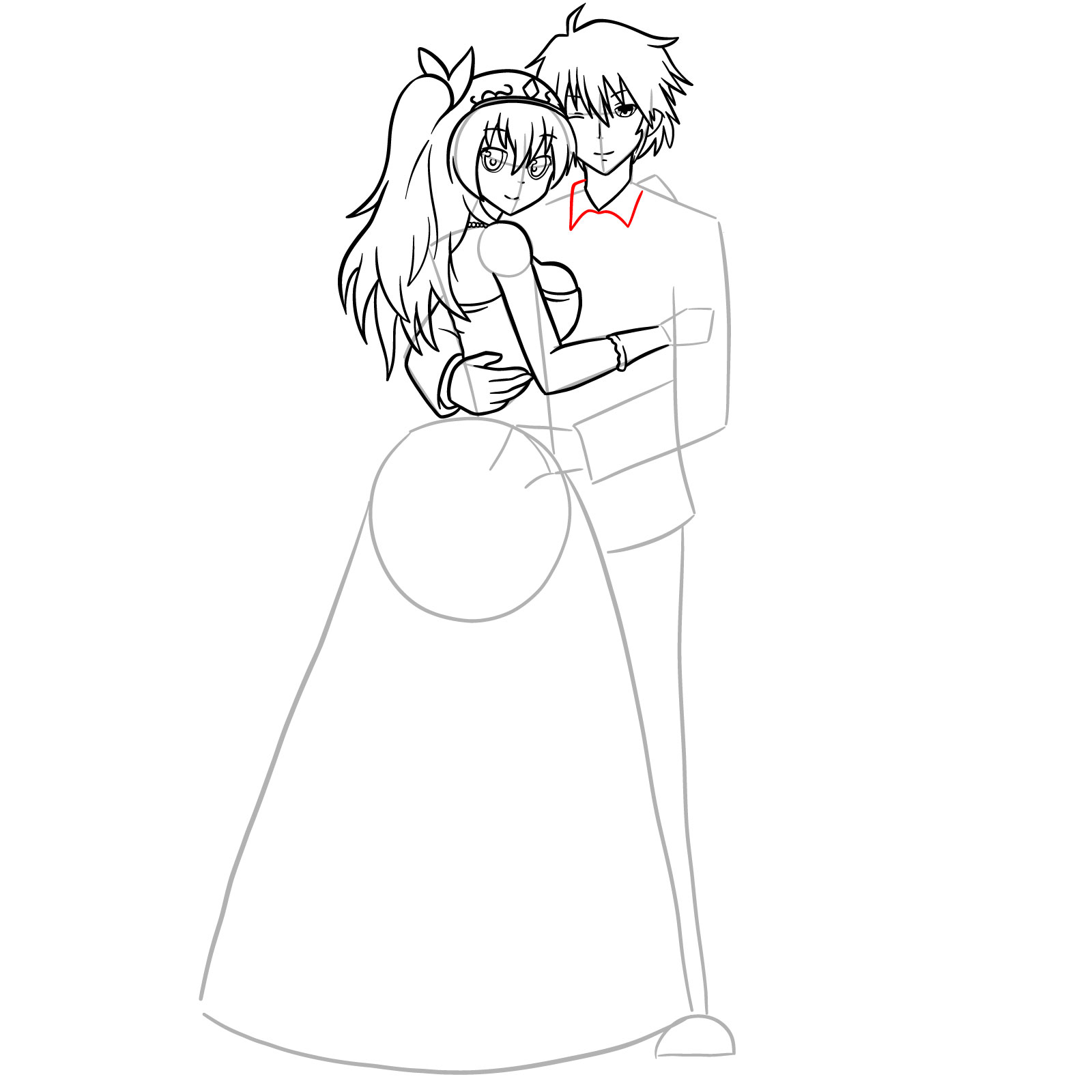 How to draw Ikki and Stella's wedding - step 34