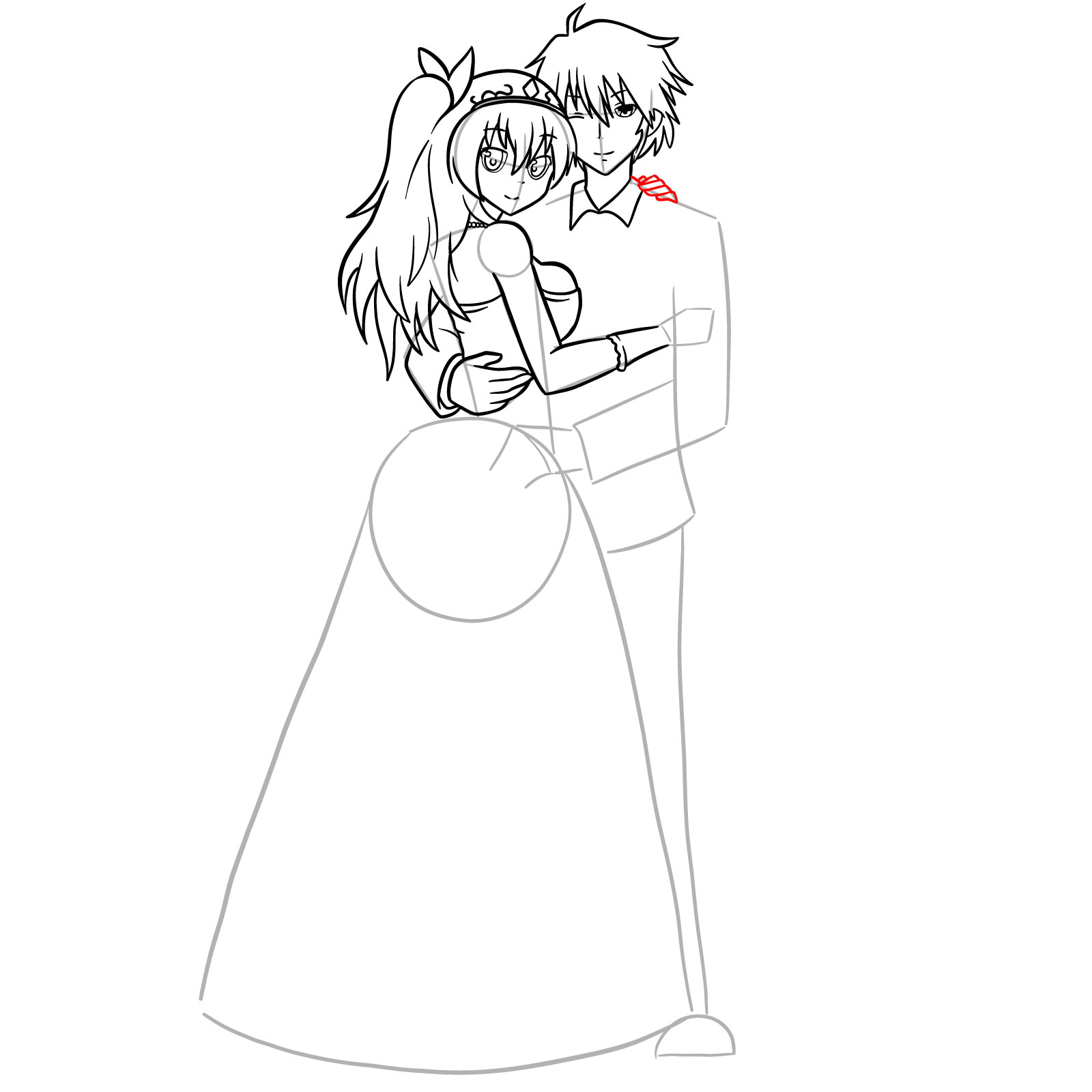 How to draw Ikki and Stella's wedding - step 35