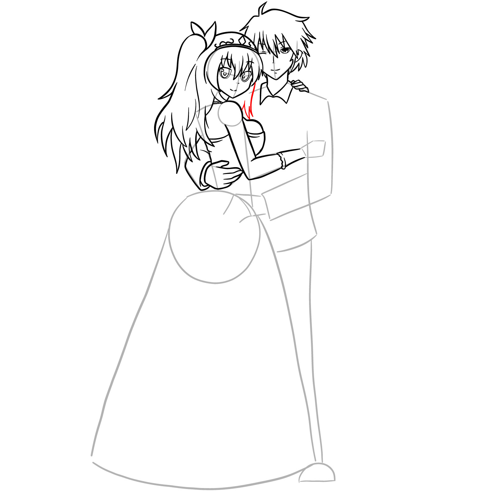 How to draw Ikki and Stella's wedding - step 36