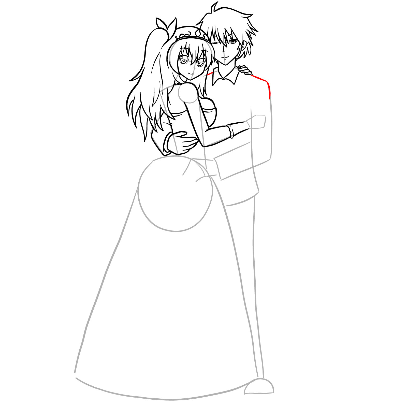How to draw Ikki and Stella's wedding - step 37