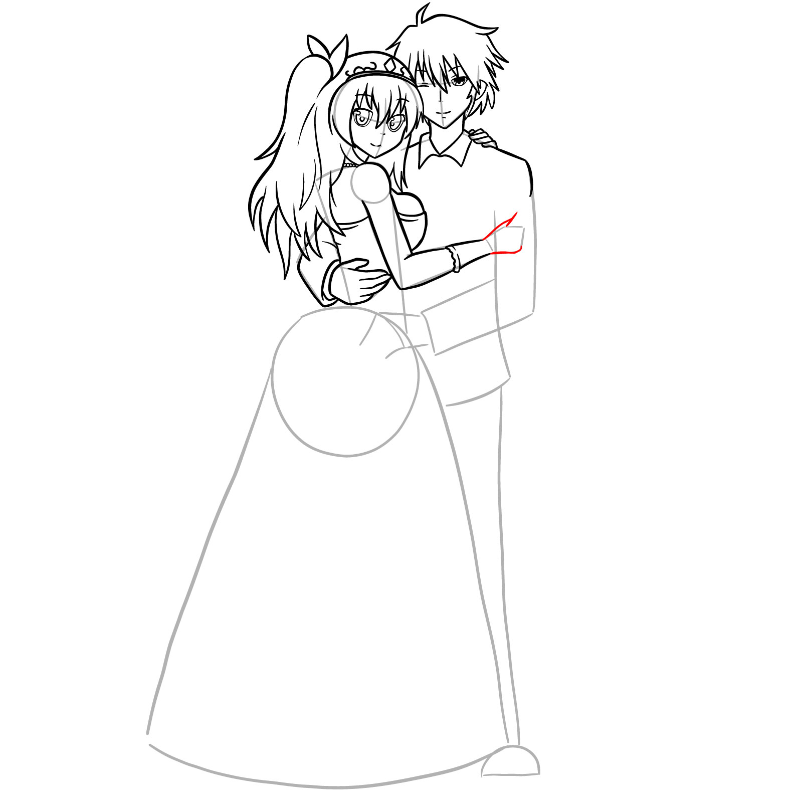 How to draw Ikki and Stella's wedding - step 38