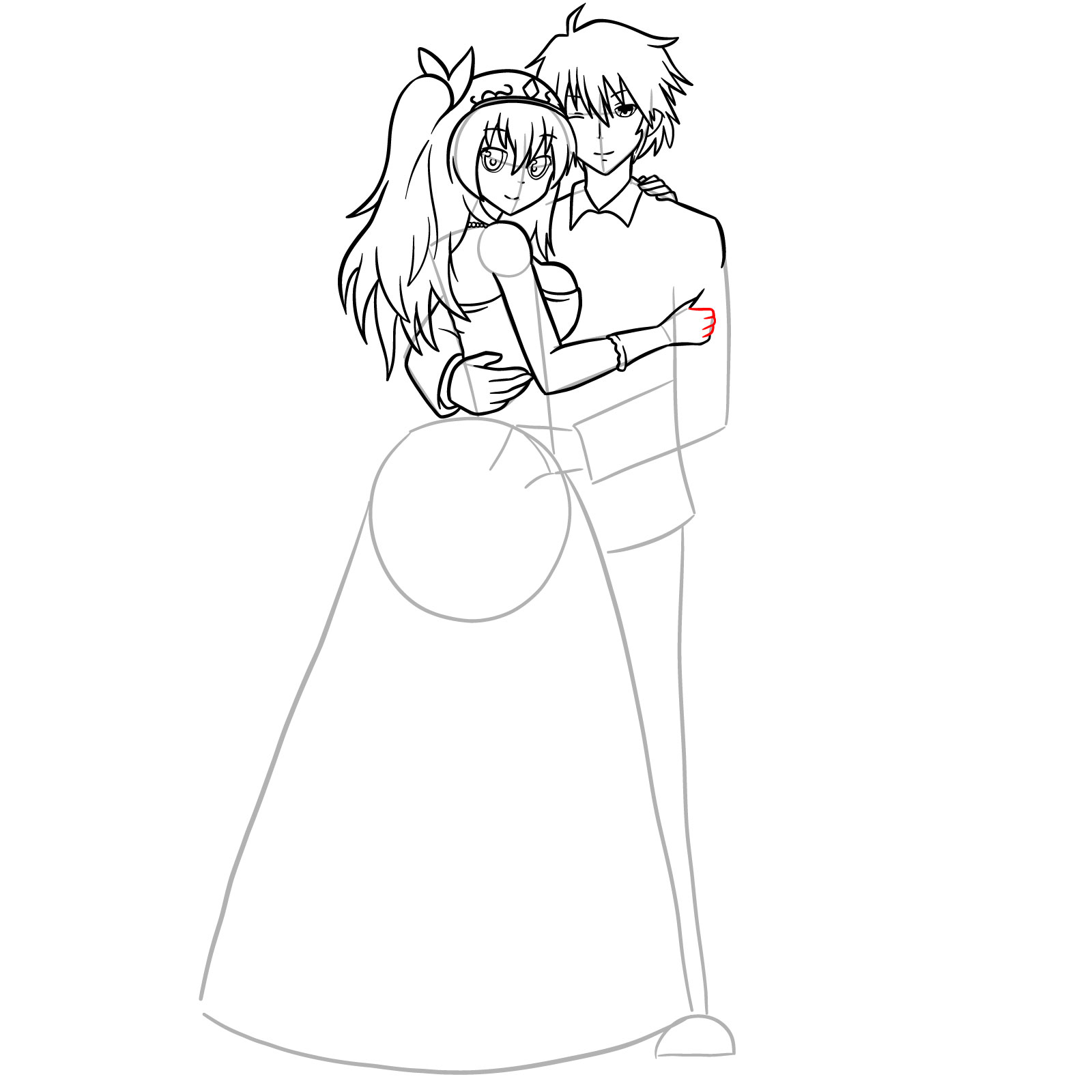 How to draw Ikki and Stella's wedding - step 39