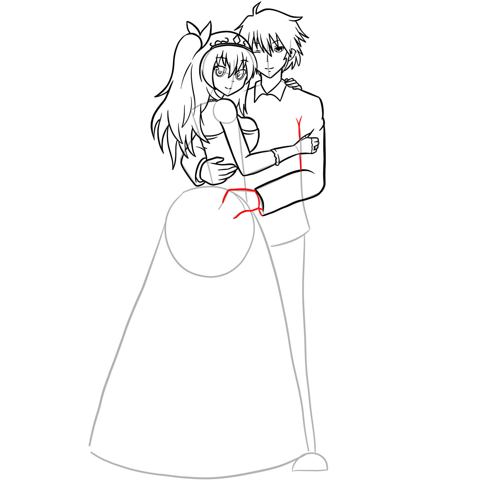 How to draw Ikki and Stella's wedding - step 42