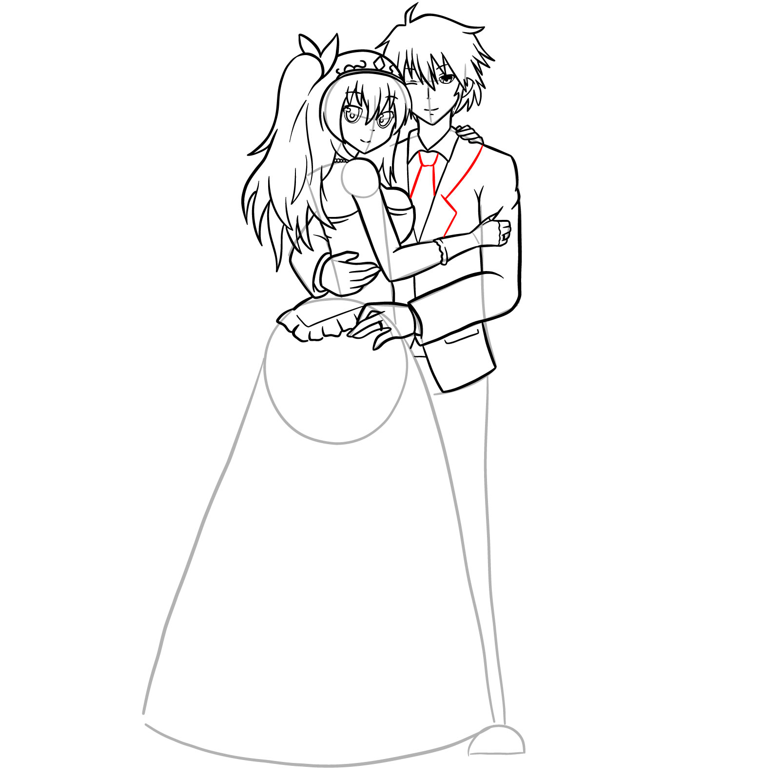 How to draw Ikki and Stella's wedding - step 47
