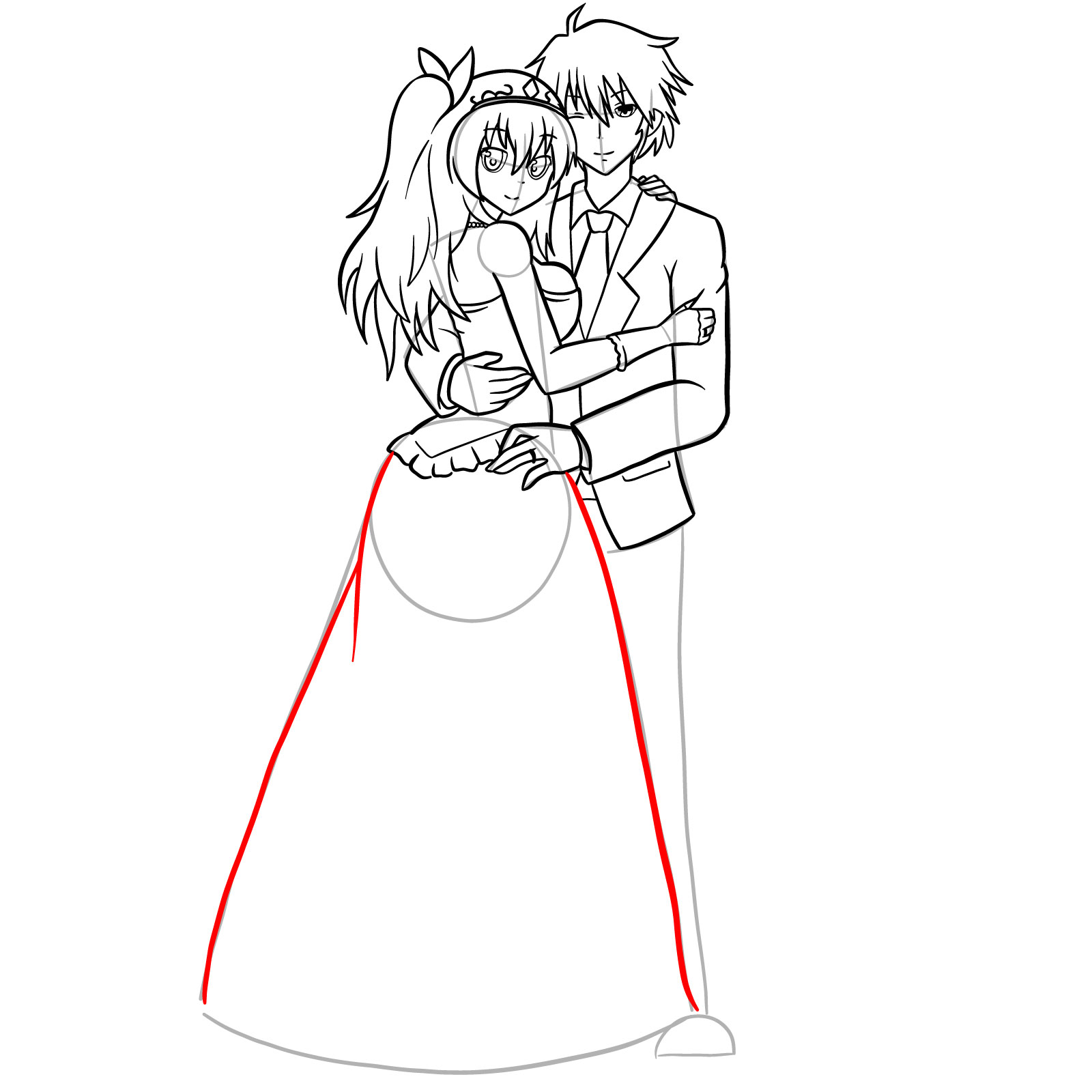 How to draw Ikki and Stella's wedding - step 48